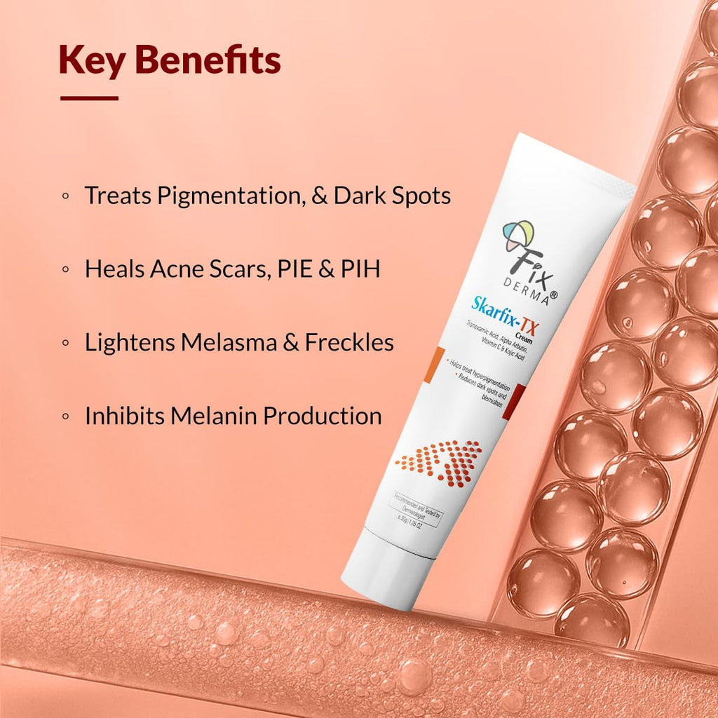 Fixderma Tranexamic Acid + 2% Kojic Acid + 1% Arbutin SKARFIX -TX Face Cream | Pigmentation Removal Cream | Kojic Acid Cream | Uneven Skin Tone - 30 gm