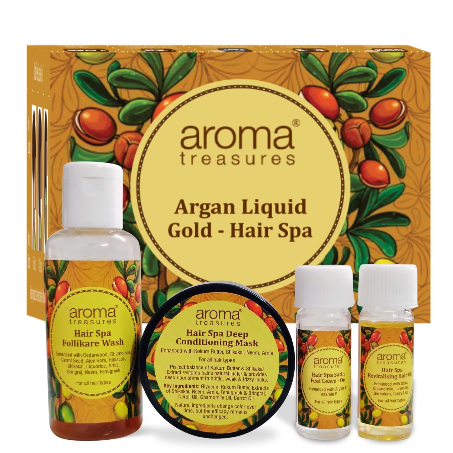 Aroma Treasures Argan Liquid Gold Hair Spa Kit (One Time Use), 100 g