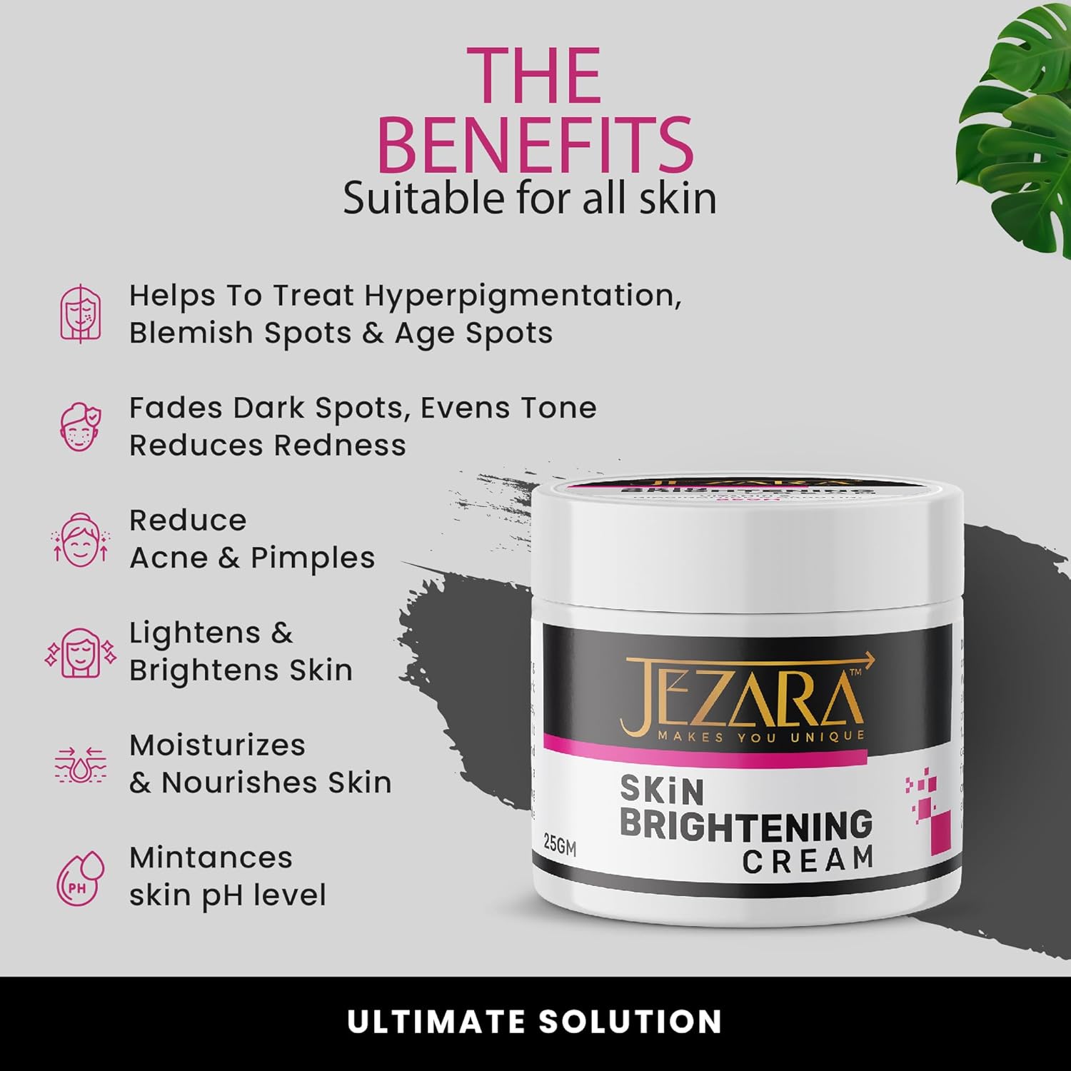 JEZARA Natural Skin Glowing Face Cream for Women & Men | SPF 50++ Sun Protection | Day & Night Cream for Pimples, Blackheads & Dead Skin | 45g