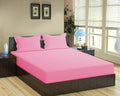 Trance Home Linen 100% Cotton 78x72 inch King Fitted 200TC Satin Stripe Elastic Fitted Bedsheet with 2 Pillow Covers Colour Pink