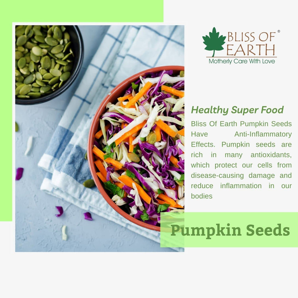 Bliss of Earth Pumpkin Seeds – Dehulled Naturally Organic Superfood for Eating - Rich in Protein & Fiber, Healthy Snack for Salads, Baking & Smoothies - Pumpkin Seed 600gm