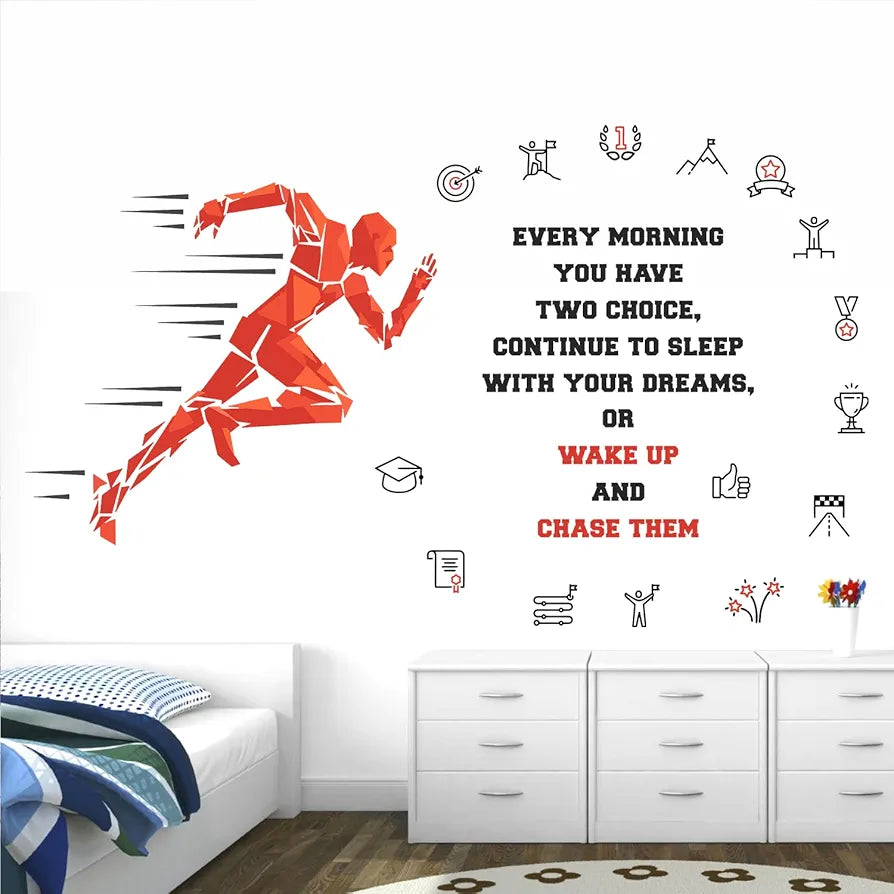 StickMe Gym Fitness Work Bodybuilding Office Sports Workout Boxing Inspiration Quotes Wall Sticker Premium Large Red - 240 x 140 cm