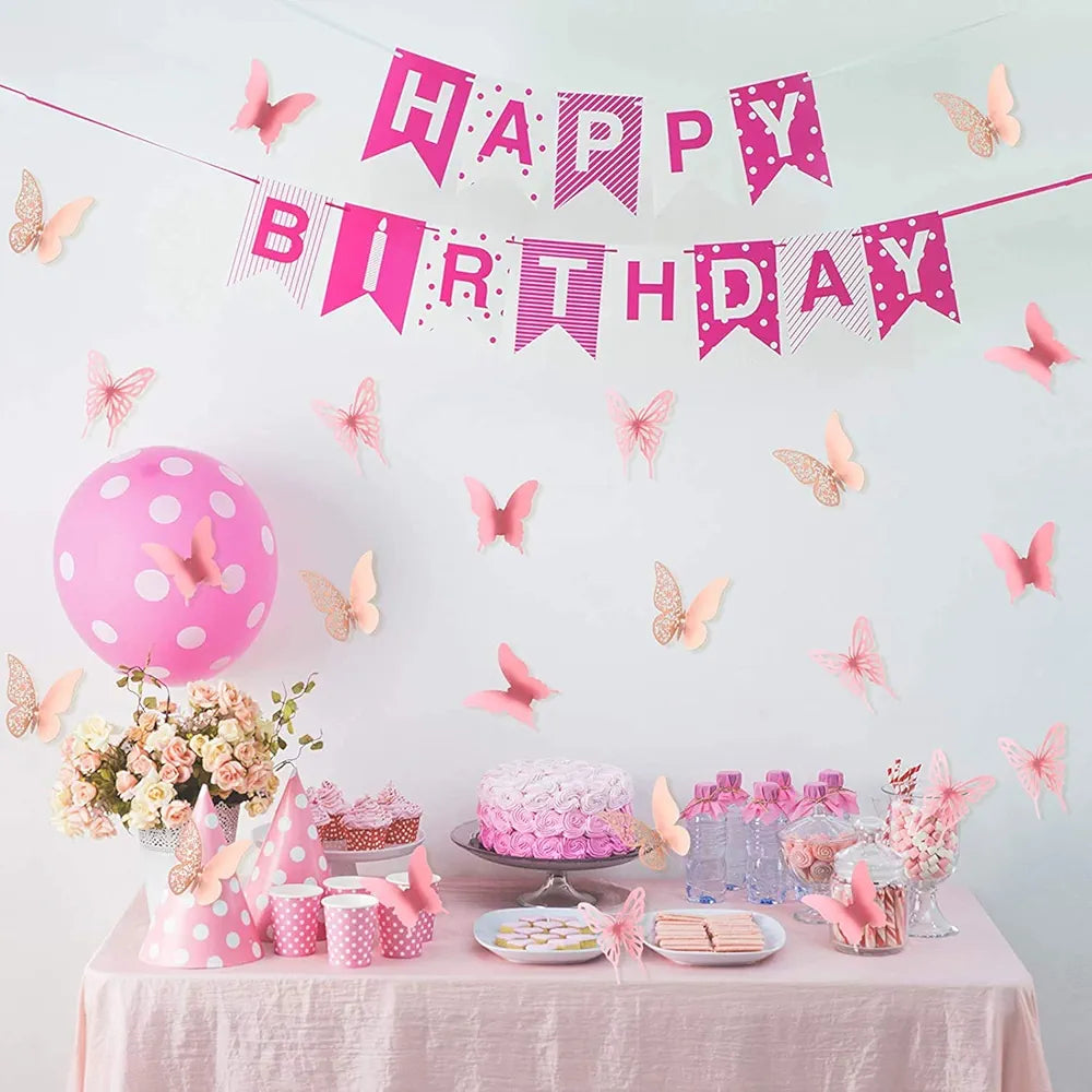 Xtore 144Pcs 3D Home Decor Butterfly with Sticking Pad DIY Decorative Wall Art Crafts for Home Decor