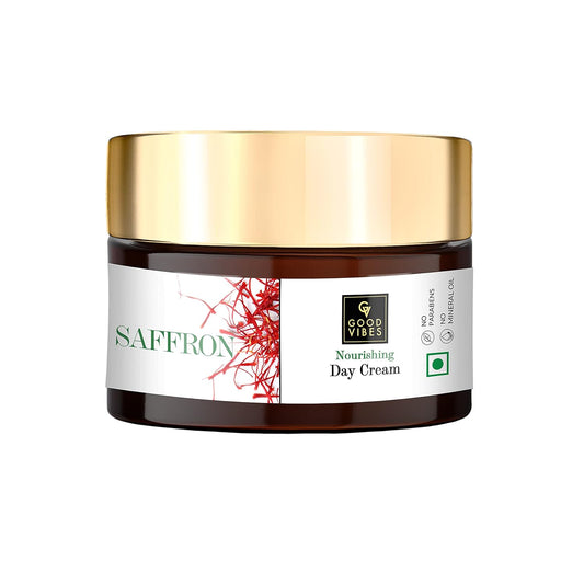 Good Vibes Saffron Nourishing Face Cream, 50 g Deep Moisturization For Radiant Glowing Skin, Helps Reduce Wrinkles & Fine Lines, Natural, No Parabens & Sulphates, No Animal Testing