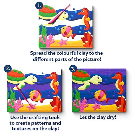 Skillmatics Art & Craft Kit Colour with Clay No Mess Art Create a Clay Canvas of Under The Ocean