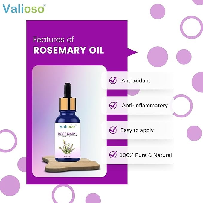 Valioso Rosemary For Hair Growth Essential Oil - 30 ml (Pack of 2)