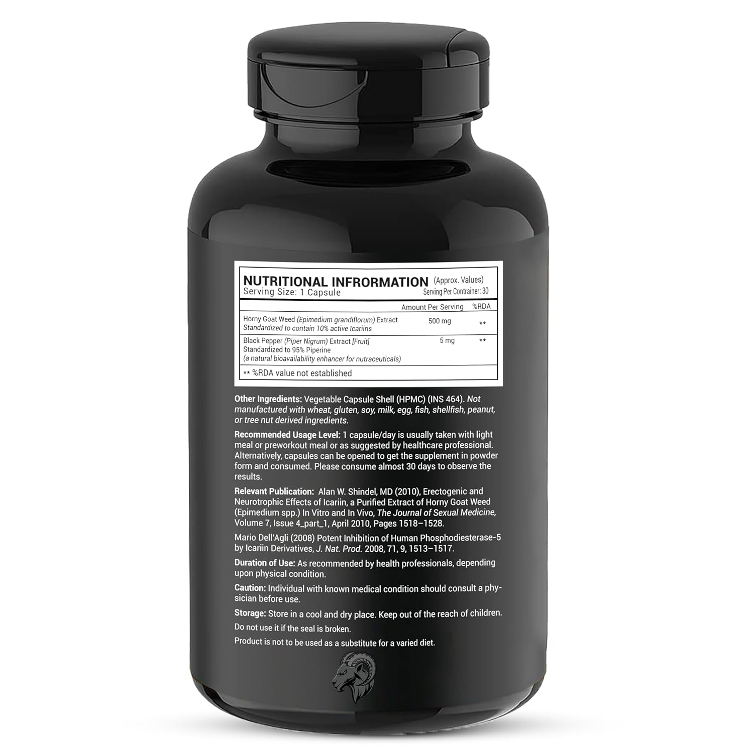 GREENDORSE Horny Goatweed (Epimedium) Extract Capsule | High Potency 10% Icariin by HPLC | For better Circulation, Strength, Stamina, Performance & Energy - 30 Veg Capsules