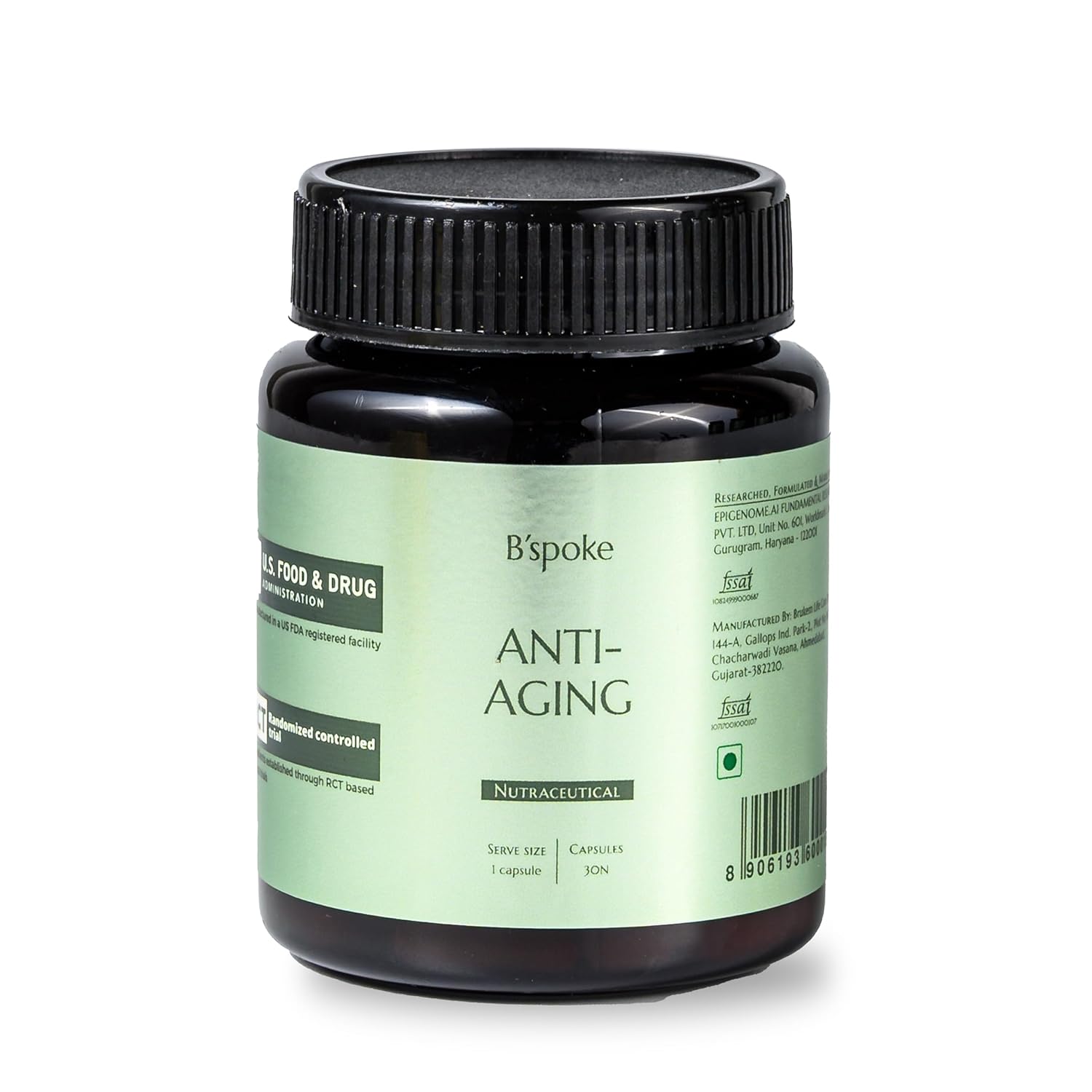 Bâ€™spoke Anti-Aging | Advanced Cellular Defense with CoQ10, Trans-Resveratrol & Vitamin A | Supports Skin Elasticity, Energy & Heart Health | For Men & Women | 30 Veg Capsules
