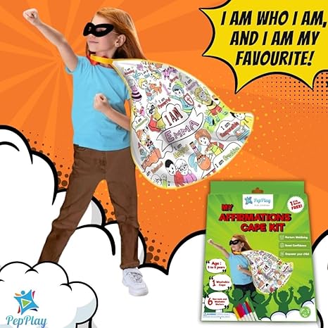 PepPlay Cotton My Affirmation Cape Coloring Kit With 6 Smudge Free Washable Markers Customised