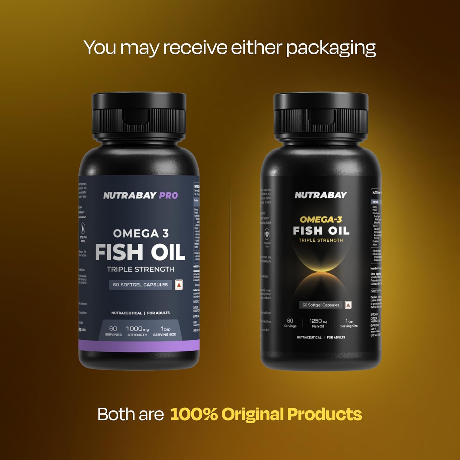 Nutrabay Pro Fish Oil Omega 3 (Triple Strength) - 1000mg for Adults, Capsules 60 Count