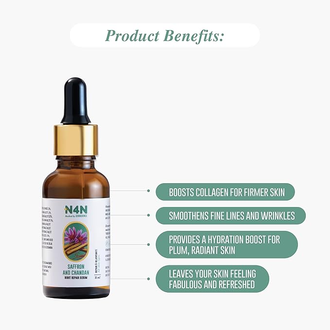 Nature4nature Revitalizer Night Natural Face Serum With Saffaron and Chandan for Glowing Skin - 30 Ml