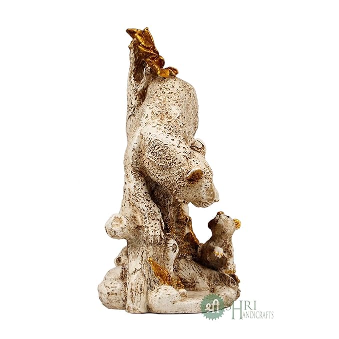 Indicast Polyresin Leopard Statue With Family, 12 Inch | Multicolour