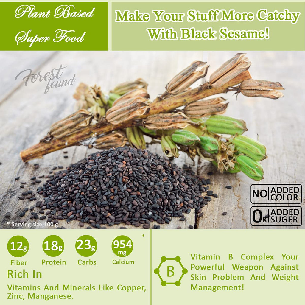 Forest Found Natural Black Sesame Seeds (900g) – High Protein & Calcium Unhulled Kale Til | Fresh Crop Superfood for Hair Growth, Bone Health & Weight Loss