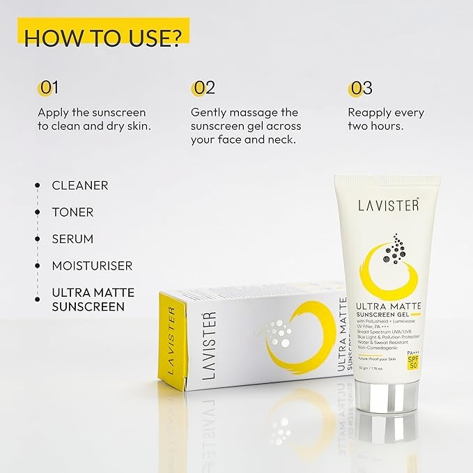 LAVISTER Sunscreen Ultra Matte SPF 50 PA+++ - 50 gms