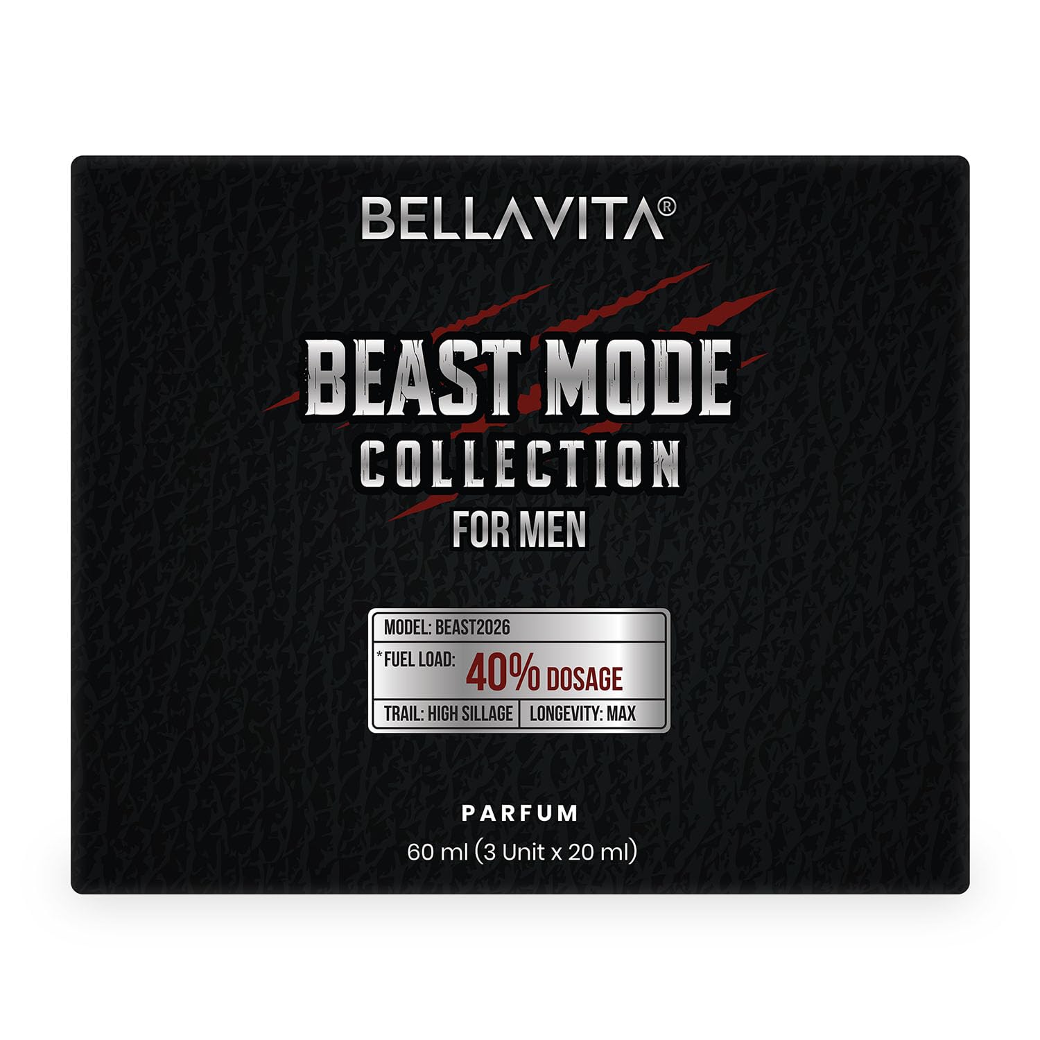BELLAVITA Beast Mode Collection Set with 40% Perfume oil concentration | Long Lasting | Set of 3 x 20ml each | Perfume for Man | Gift for Men | Spicy, Wood, Musk and Oud Premium Fragrance for Men