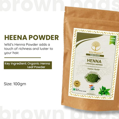 Wild Organic 100% Natural & Pure Herbal Henna Powder - 100 gms