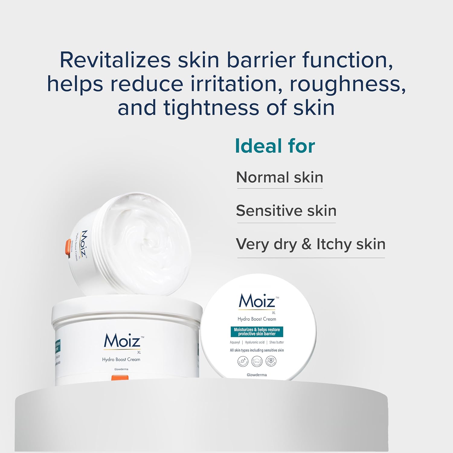 Moiz XL Hydro Boost Face & Body Cream | For Dry to Very Dry Skin | Formulated with 13 Moisturizers | Paraben Free & Cruelty-Free - 200gm