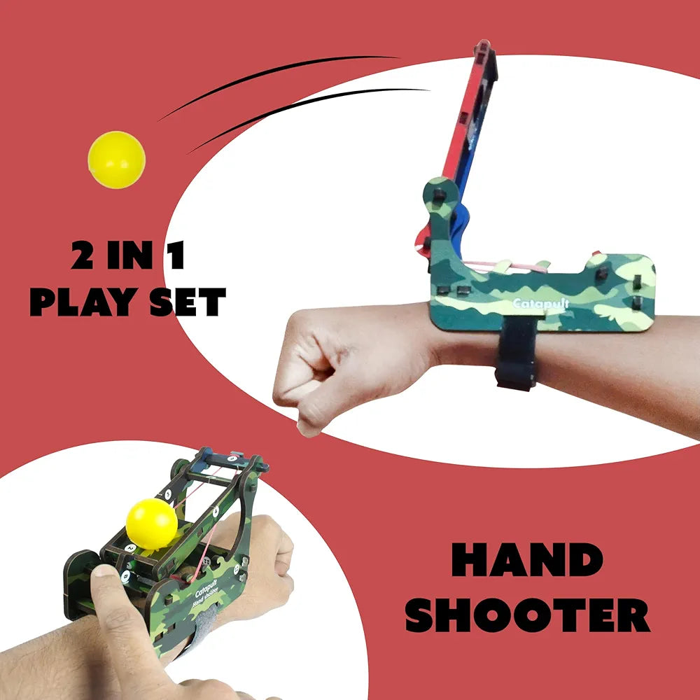 Butterfly EduFields DIY Catapult Shooter Science Kit Best Birthday Return Gifts for Kids Ages 8 9 10 11 12 Catapult + Hand Shooter 2in1 Play STEM Toy