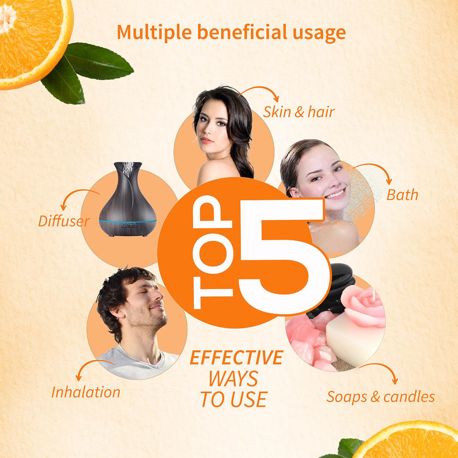 Ayouthveda Orange Essential Oil for Skin & Hair | Aromatherapy Kit for Stress Relief & Relaxation | 100% Pure & Natural Therapeutic Grade |Can Be Used as Air purifier (Pack Of 1; 15ml)