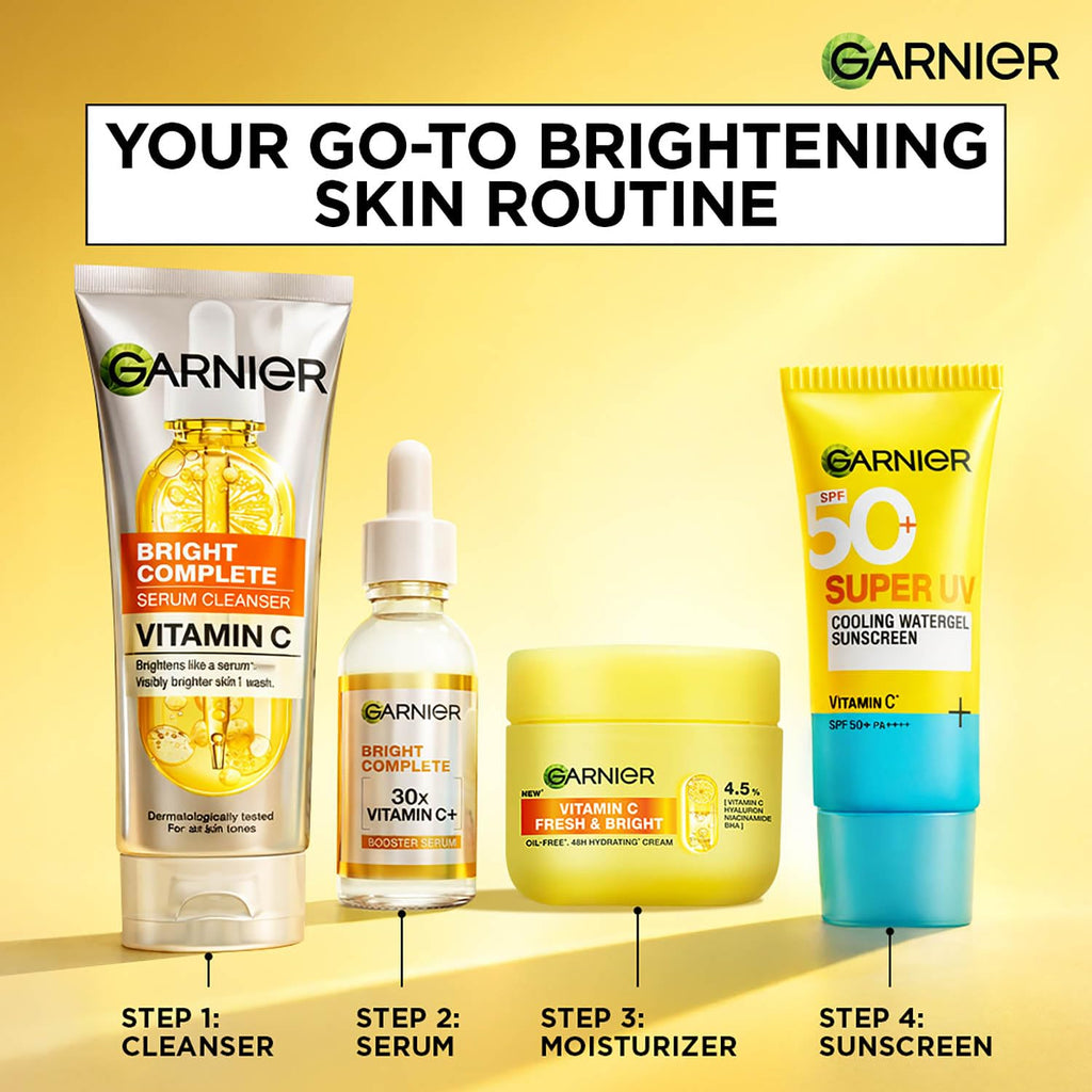 Garnier Fresh & Bright Vitamin C Sorbet Moisturizer, 4.5% Vit C + Hyaluronic Acid + Niacinamide + BHA, 9x Lighter Sorbet Texture, For Hydration & Dark Spot Reduction, Suitable for Oily to Normal & Combination Skin, 90g