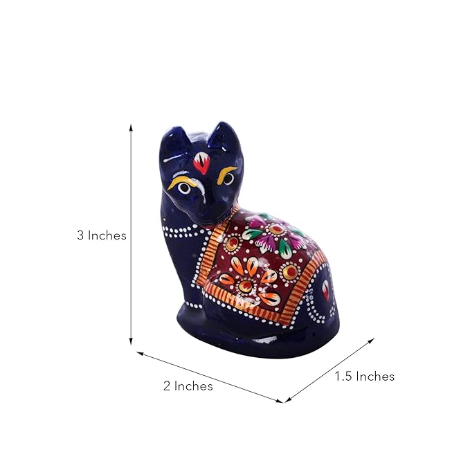 Ecraftindia Meenakari Colorful Cat Figurine