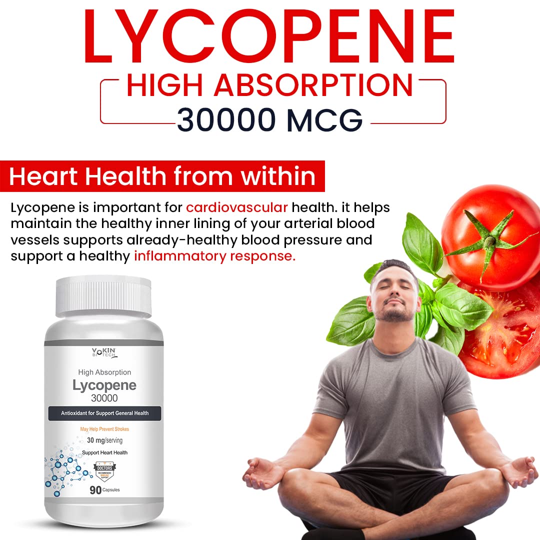Vokin Biotech Lycopene 30mg, Support Heart health 90 Capsules