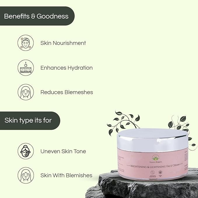 PrakritPurity Brightening & Lightening Face Cream with Ginseng Extract & Niacinamide - 50 gms