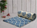 Trance Home Linen 150 GSM Pure Cotton Reversible Dohar Single Bed Size Ac Blanket Comforter Soft Light-Weight Bed Blanket 56 X 88 Inch Colour Damask Blue