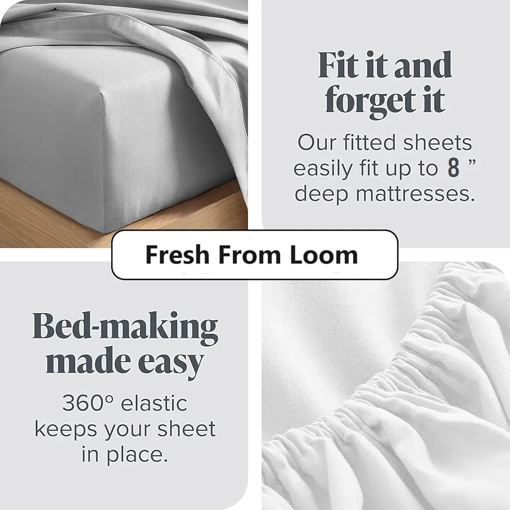 Fresh From Loom 300 TC Glace Cotton Wrinkle Free Soft Elastic Fitted Bed Sheet Cartoon Printed Bedsheets King Size For Kids With 2 Pillow Cover Dinosaur Blue