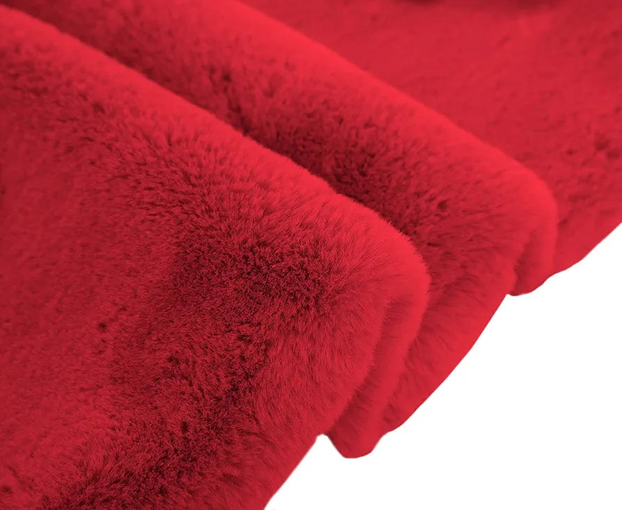 Luxe Home Ruffle Bath Mat Rabbit Fur 1000 GSM Bathroom Door Foot Mats 45 X 75 Cm Colour Maroon