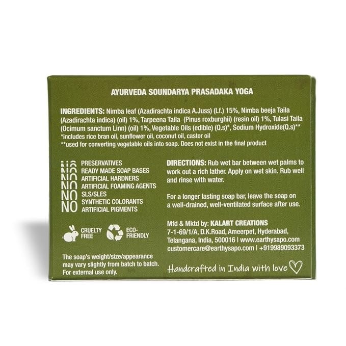 Earthy Sapo Handmade Neem Bathing Soap - 100 gms (Pack of 2)