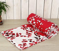 Trance Home Linen Cotton Malmal Double Dohar 84"x90"  TC - 200 Colour Red White Leaves Abstract Reversible