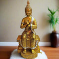 Alila Sitting Meditating Buddha Statue Idols for Home Living Room Decor Golden 11 Inches