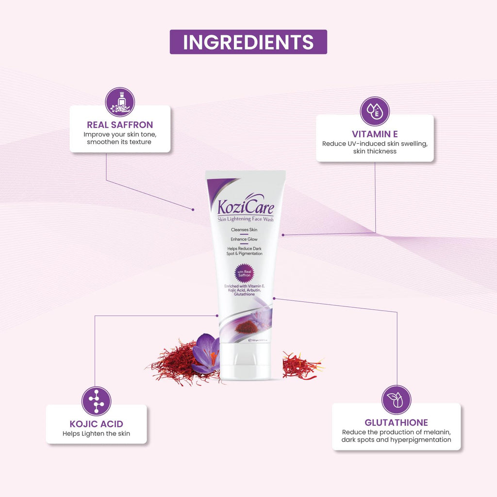 Kozicare Kojic Acid & Glutathione Face Wash | For Women & Men | Face Cleanser & Skin Care - 100 Ml