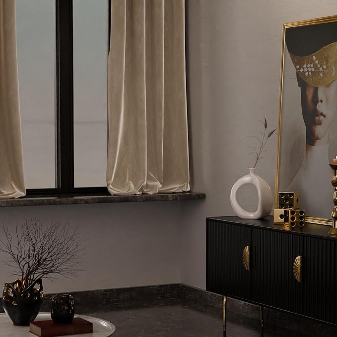Stoa Paris Curtain for Home, Single pc PatternedVelvet Curtain for Window Colour Ivory Elegance