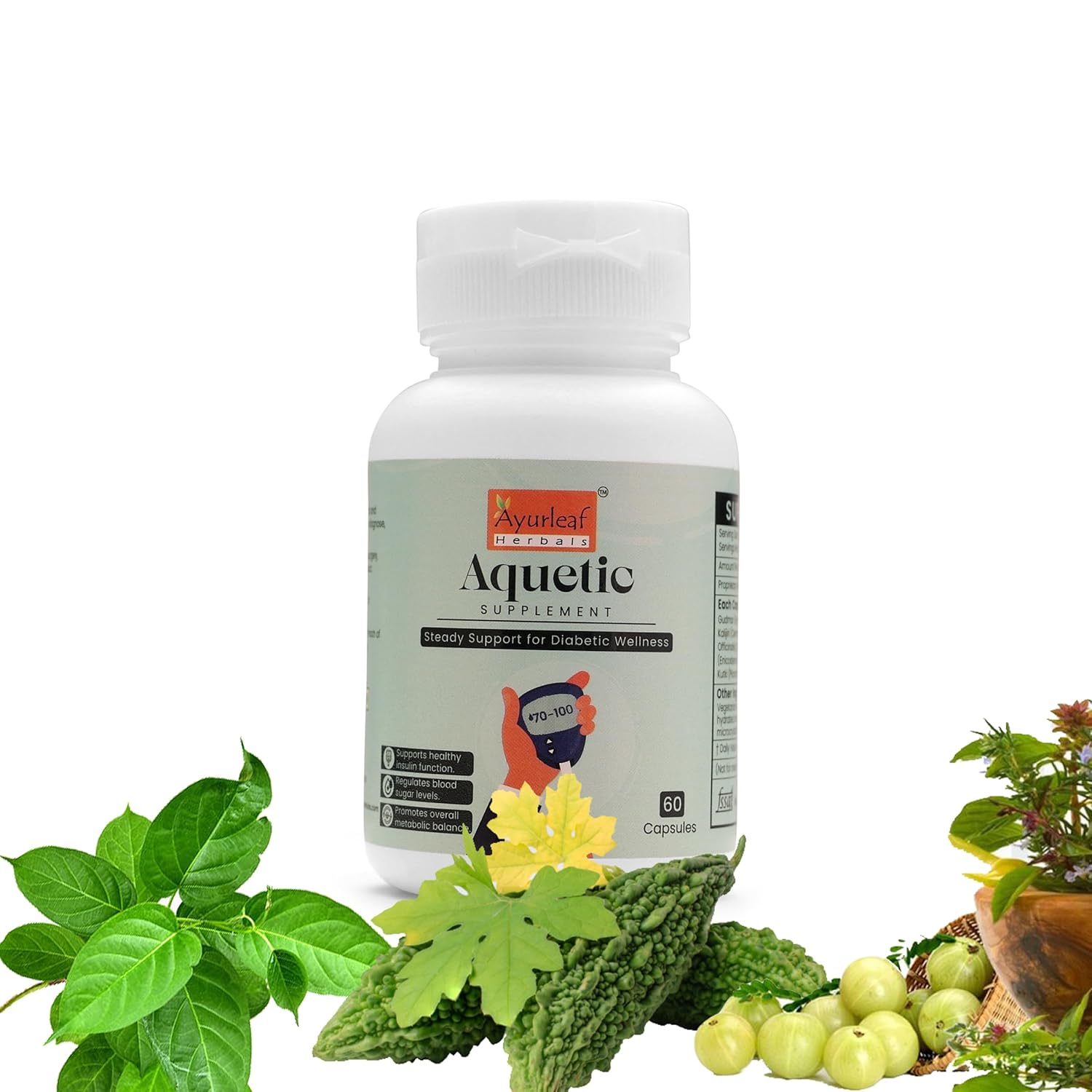 Ayurleaf Herbals - Aquetic Extract Blended Capsules 430 Mg | 60 Veggie Capsules for Men and Women
