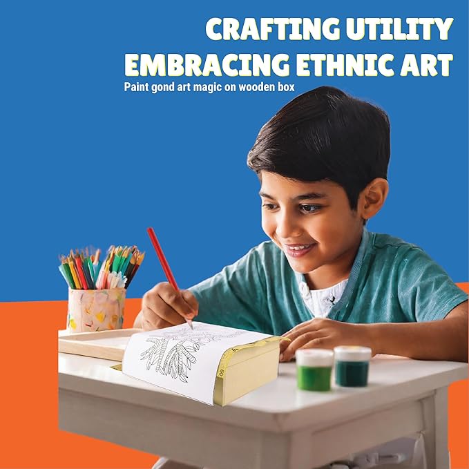 Kalakaram Diy Gond Painting Utility Box Kit | Indian Ethnic Art Form Painting Kit | Activity Kit for Kids | Educational Kit for Kids