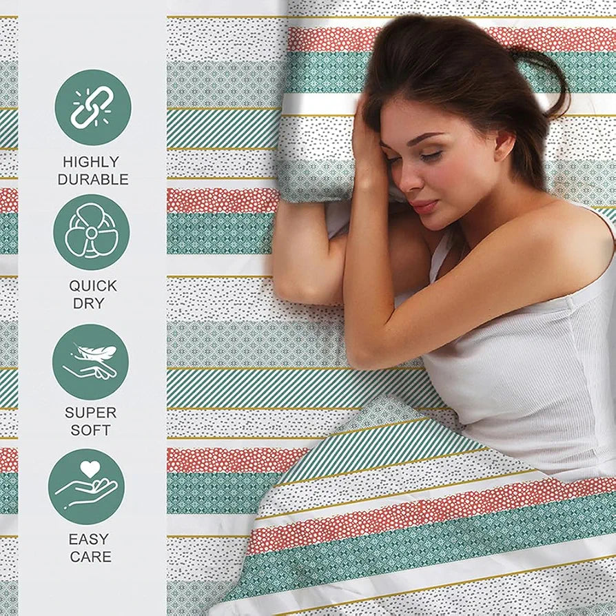 Layers Zen Cotton Blend King Bedsheet Set 1 King Cotton Bedsheet & 2 Pillow Covers Breathable & Anti-Wrinkle 225 CVC Green