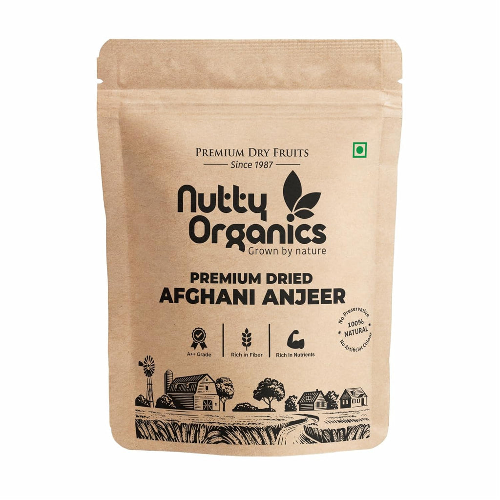 NUTTY ORGANICS Premium Dried Afghani Anjeer| Rich in Fiber | Rich in Nutrients | Packed with Fiber & Nutrients for a Healthier, Happier You | Anjeer Dry Fruit