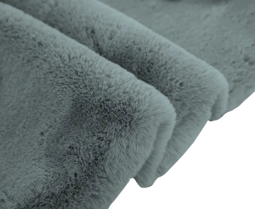 Luxe Home International Ruffle Bath Mat Rabbit Fur 1000 GSM Bathroom Door Rectangular Foot Mats 45X75 Cm Colour Seige