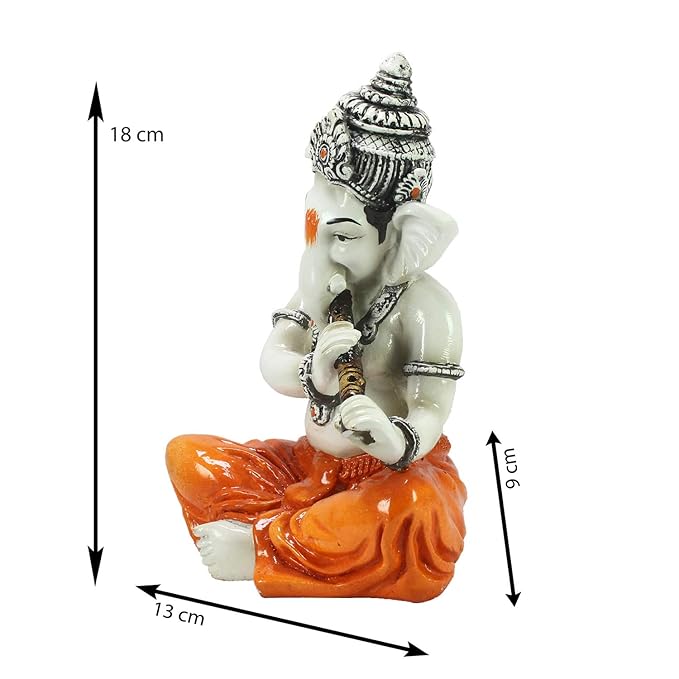Ecraftindia Lord Ganesha Playing Flute Statue