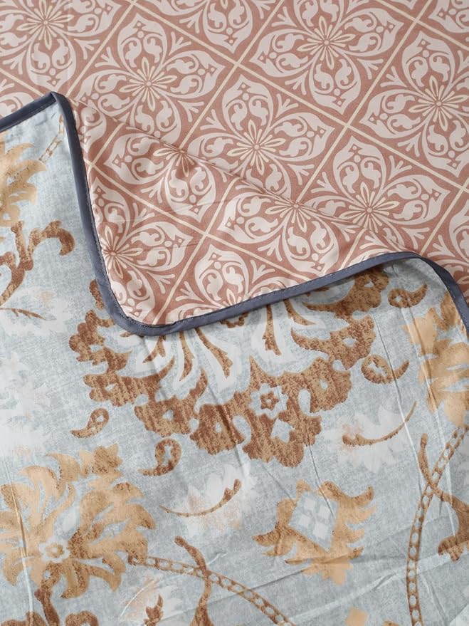 Cortina Ultra-Soft Microfiber Reversible 120 GSM Abstract Double AC Blanket Quilt Dohar | Baby Blue