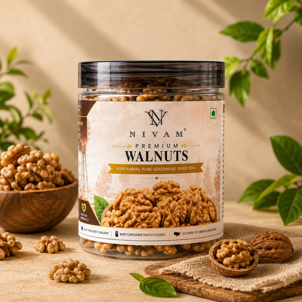 NIVAM Premium Chile Walnuts kernals Without Shell | Akhrot Giri 200gm | Healthy Fats | Protein Rich | Breakfast Snack Vegan | Gluten Free | Omega-3 Rich | Antioxidants | Supports Heart & Brain