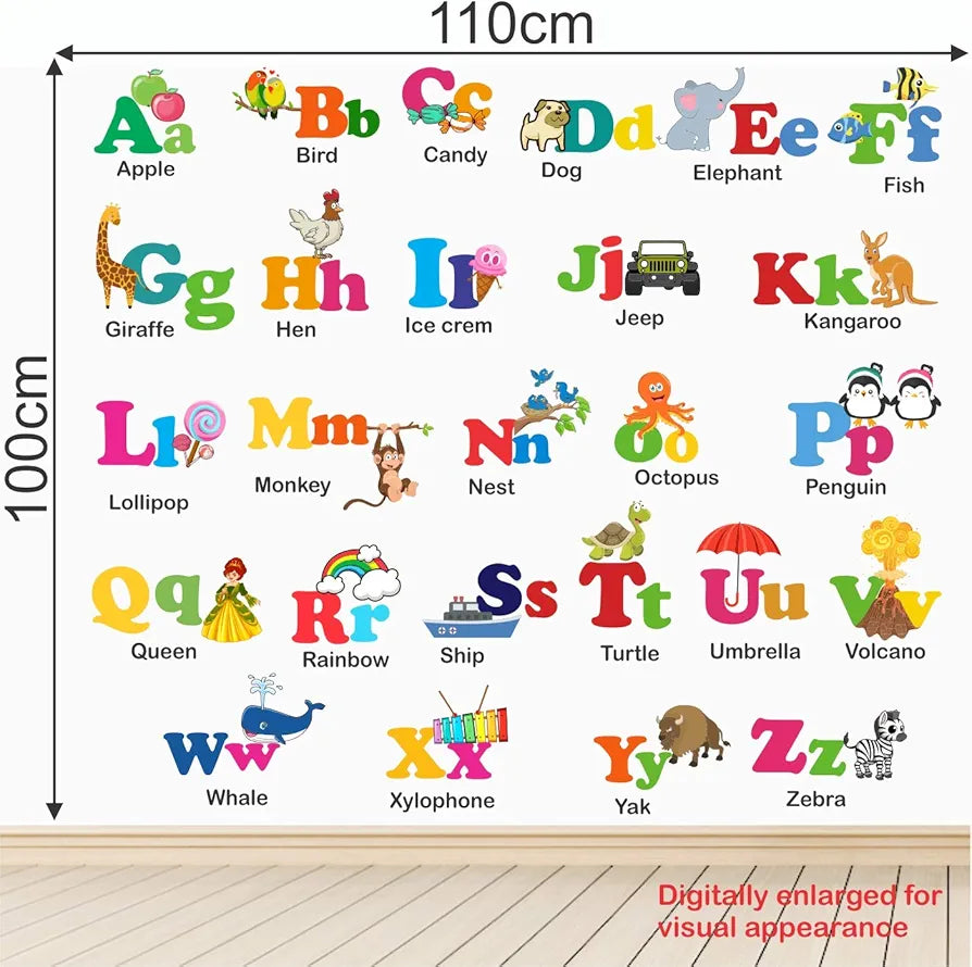 StickMe PVC Vinyl Baby Kids Learning Education Alphabets Wall Sticker -Self-Adhesive