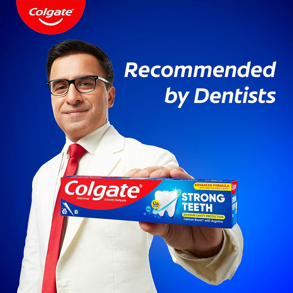 Colgate Strong Teeth Cavity Protection Toothpaste with Amino Shakti - 300g with Free Toothbrush, India's No.1 Toothpaste