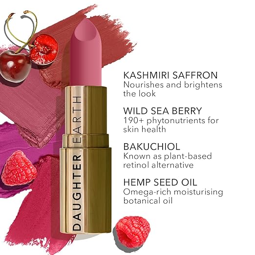 Daughter Earth Gypsy Rose 100% Vegan Natural Lipstick, Highly Pigmented Lightweight Lip Color - 4 Gms
