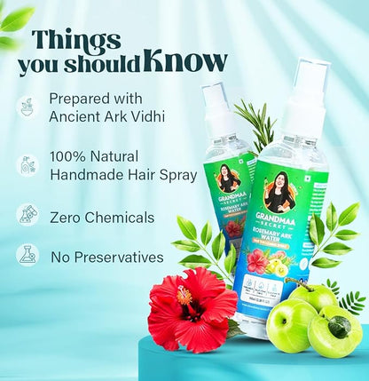Nidhiâ€™s Grandmaa Secret Rosemary Water Ark | Hair Thickening Mist, Natural Rosemary Water Spray for Thick Hair - 100 Ml
