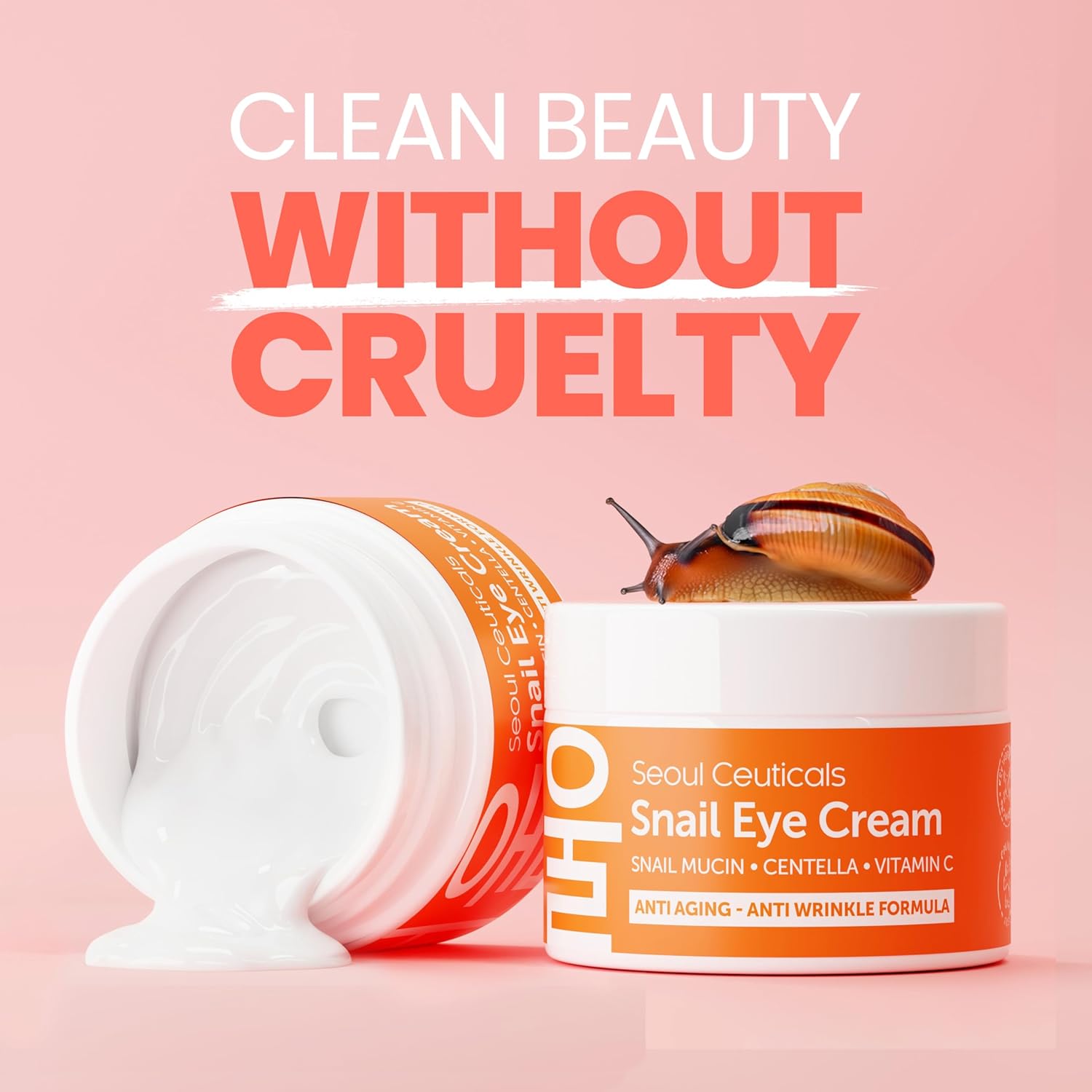 SeoulCeuticals Korean Snail Mucin Under Eye Cream â€“ 97.5% Snail Filtrate with Centella & Vitamin C â€“ K-Beauty Anti-Aging, Anti-Wrinkle, Dark Circles Cream â€“ 0.5 oz