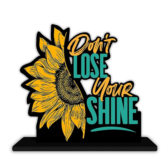 Artvibes Wooden Idols and Figurine Don't Lose Your Shine Positive Quotes Table Decoration for Office Desk | Home Decor Item