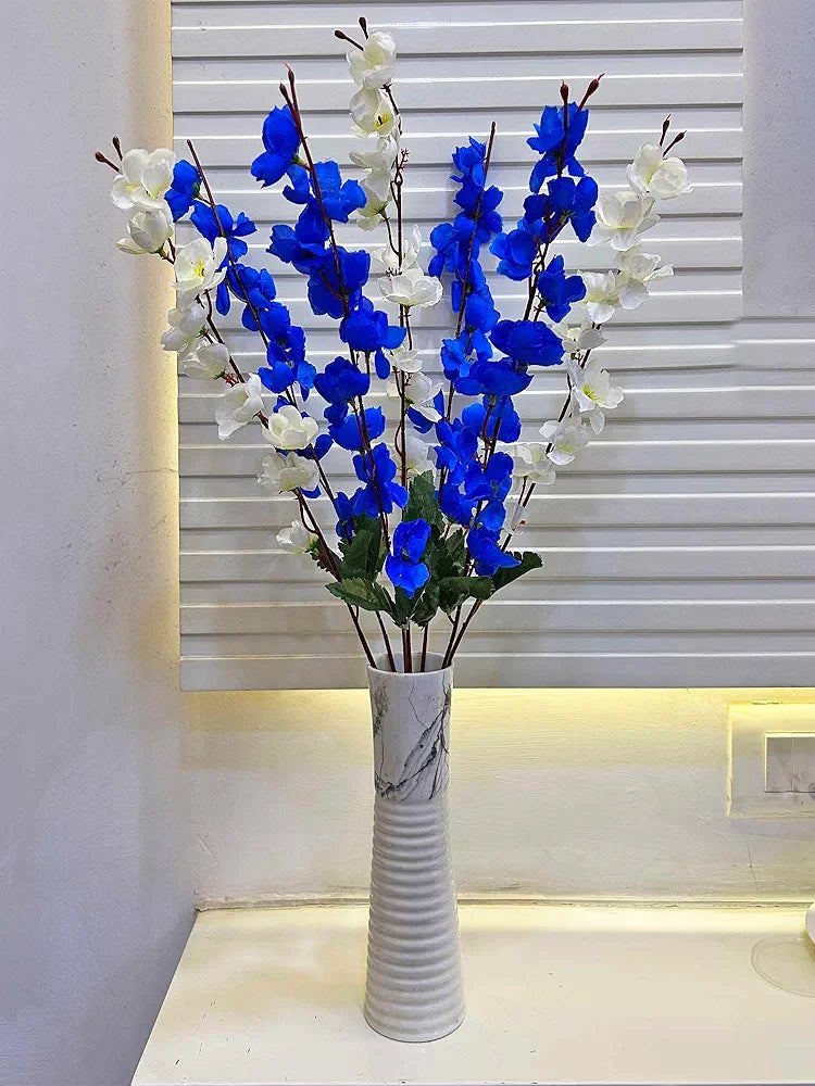 Artificial Flowers Bunch Cherry Blossom Ideal for vase Without vase Blue Mix 55 cm height fabric